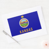 Rechthoekige sticker met vlag van Kansas, U.S.A. (Envelop)