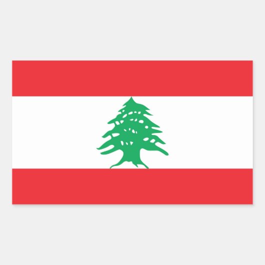 Rechthoekige sticker met vlag van Libanon (Voorkant)
