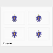 Rechthoekige sticker met vlag van Massachusetts (Vel)
