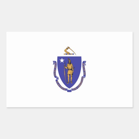 Rechthoekige sticker met vlag van Massachusetts (Voorkant)