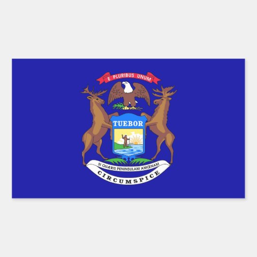 Rechthoekige sticker met vlag van Michigan, V.S.A. (Voorkant)