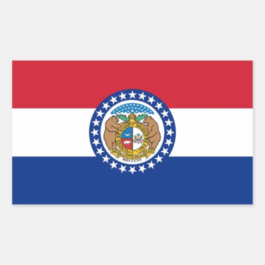 Rechthoekige sticker met vlag van Missouri, Vereni (Voorkant)