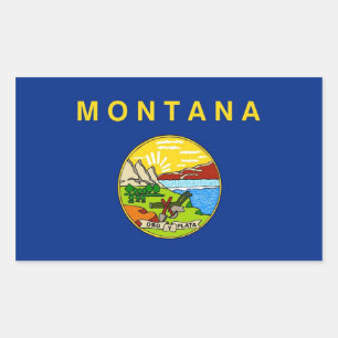 Rechthoekige sticker met vlag van Montana, U.S.A.