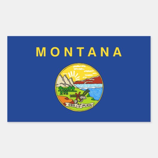 Rechthoekige sticker met vlag van Montana, U.S.A. (Voorkant)