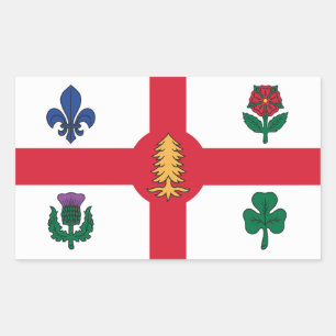 Rechthoekige sticker met vlag van Montreal, Canada