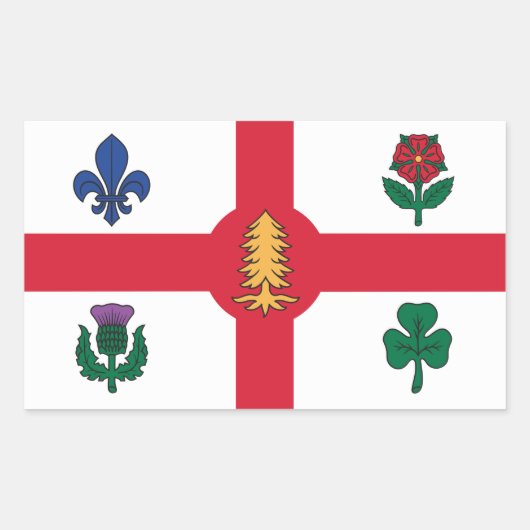 Rechthoekige sticker met vlag van Montreal, Canada (Voorkant)