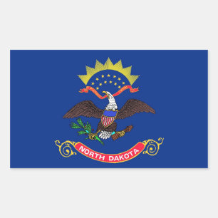 Rechthoekige sticker met vlag van North Dakota