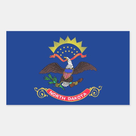 Rechthoekige sticker met vlag van North Dakota (Voorkant)