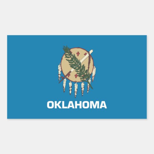 Rechthoekige sticker met vlag van Oklahoma, VS. (Voorkant)