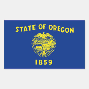 Rechthoekige sticker met vlag van Oregon, U.S.A.