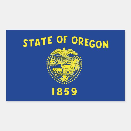 Rechthoekige sticker met vlag van Oregon, U.S.A. (Voorkant)