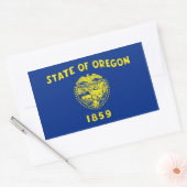 Rechthoekige sticker met vlag van Oregon, U.S.A. (Envelop)