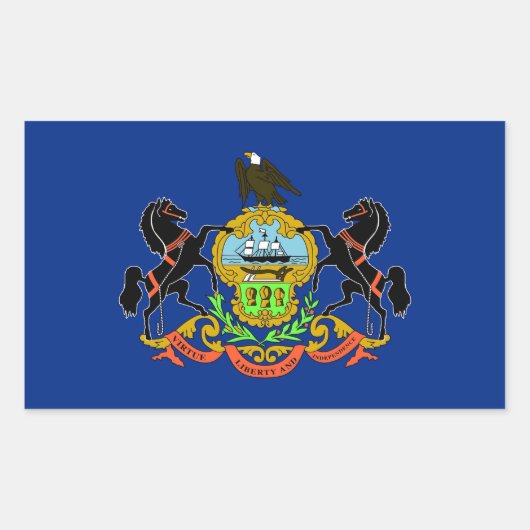 Rechthoekige sticker met vlag van Pennsylvania (Voorkant)