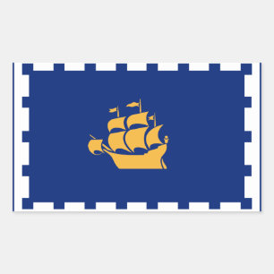 Rechthoekige sticker met vlag van Quebec City, Can