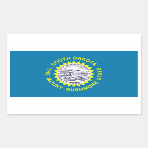 Rechthoekige sticker met vlag van South Dakota