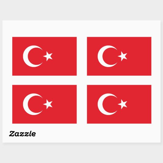 Rechthoekige sticker met vlag van Turkije (Vel)