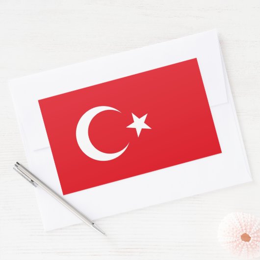 Rechthoekige sticker met vlag van Turkije (Envelop)