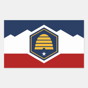 Rechthoekige sticker met vlag van Utah, VS
