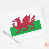 Rechthoekige sticker met vlag van Wales (Envelop)