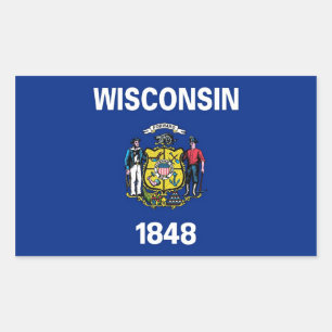 Rechthoekige sticker met vlag van Wisconsin