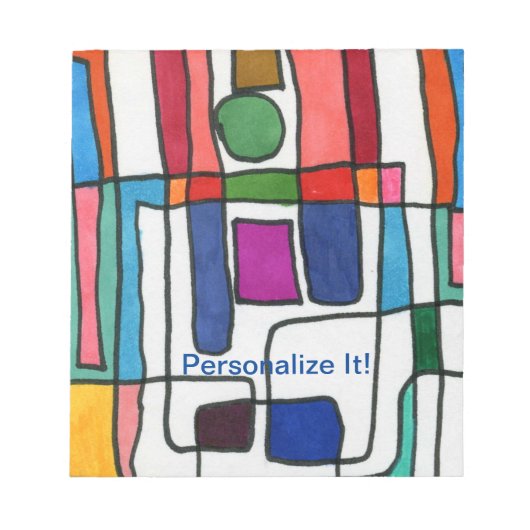 Rechthoekige strepen, warm en koel, met cirkelacce notitieblok (Voorkant)