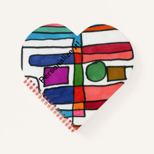 Rechthoekige strepen, warm en koel, met cirkelacce notitieboek