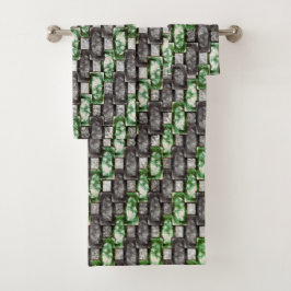 Rechthoekige stukken, gekleurd, grijs groen bad handdoek