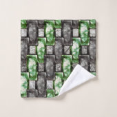 Rechthoekige stukken, gekleurd, grijs groen bad handdoek (Wasdoekje)