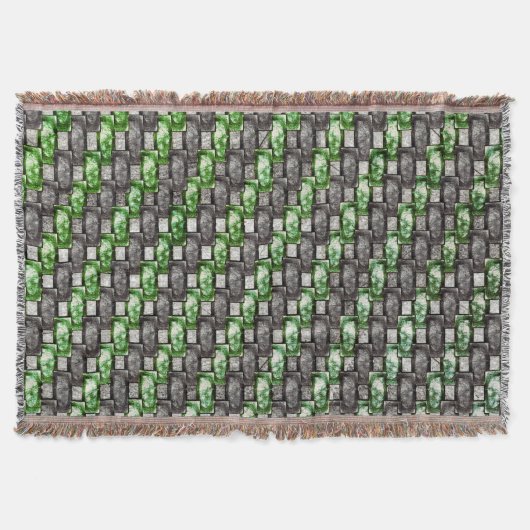 Rechthoekige stukken, gekleurd, grijs groen deken (Voorkant)