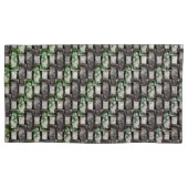 Rechthoekige stukken, gekleurd, grijs groen kussensloop (Voorkant-Links)