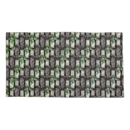 Rechthoekige stukken, gekleurd, grijs groen kussensloop