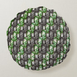 Rechthoekige stukken, gekleurd, grijs groen rond kussen