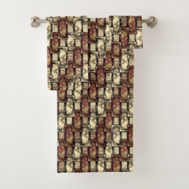 Rechthoekige stukken gesponnen, goudbruin bad handdoek