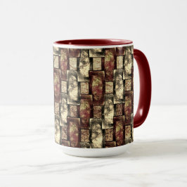 Rechthoekige stukken, gesponnen, gouden rood mok