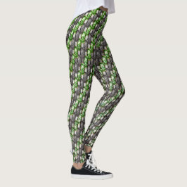 Rechthoekige stukken, gesponnen, groen grijs leggings