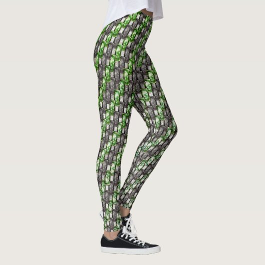 Rechthoekige stukken, gesponnen, groen grijs leggings (Rechts)