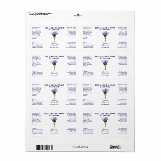 Rechthoekige verpakking en etiket van het lichaams (Full Sheet)