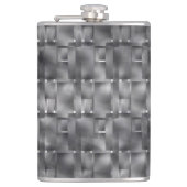 Rechthoekige vormen van grijze kleur en donkere vl heupfles (Voorkant)