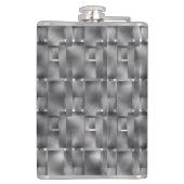 Rechthoekige vormen van grijze kleur en donkere vl heupfles (Achterkant)