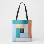 Rechthoekpatroon (ver10) met Aangepast monogram Tote Bag (Voorkant)