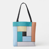 Rechthoekpatroon (ver10) met Aangepast monogram Tote Bag (Achterkant)
