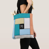 Rechthoekpatroon (ver10) met Aangepast monogram Tote Bag (Dichtbij)
