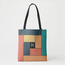 Rechthoekpatroon (ver2) met Aangepast monogram Tote Bag