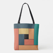 Rechthoekpatroon (ver2) met Aangepast monogram Tote Bag (Achterkant)