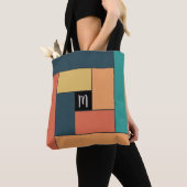 Rechthoekpatroon (ver2) met Aangepast monogram Tote Bag (Dichtbij)