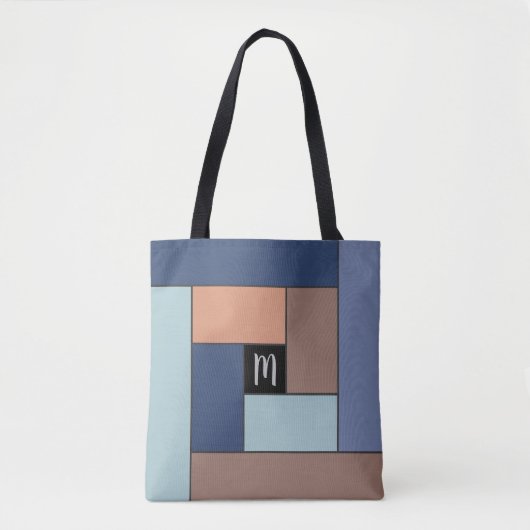 Rechthoekpatroon (ver3) met Aangepast monogram Tote Bag (Voorkant)