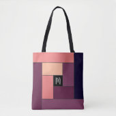 Rechthoekpatroon (ver5) met Aangepast monogram Tote Bag (Voorkant)
