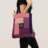 Rechthoekpatroon (ver5) met Aangepast monogram Tote Bag (Dichtbij)
