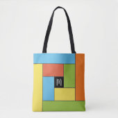 Rechthoekpatroon (ver8) met Aangepast monogram Tote Bag (Voorkant)