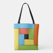 Rechthoekpatroon (ver8) met Aangepast monogram Tote Bag (Achterkant)
